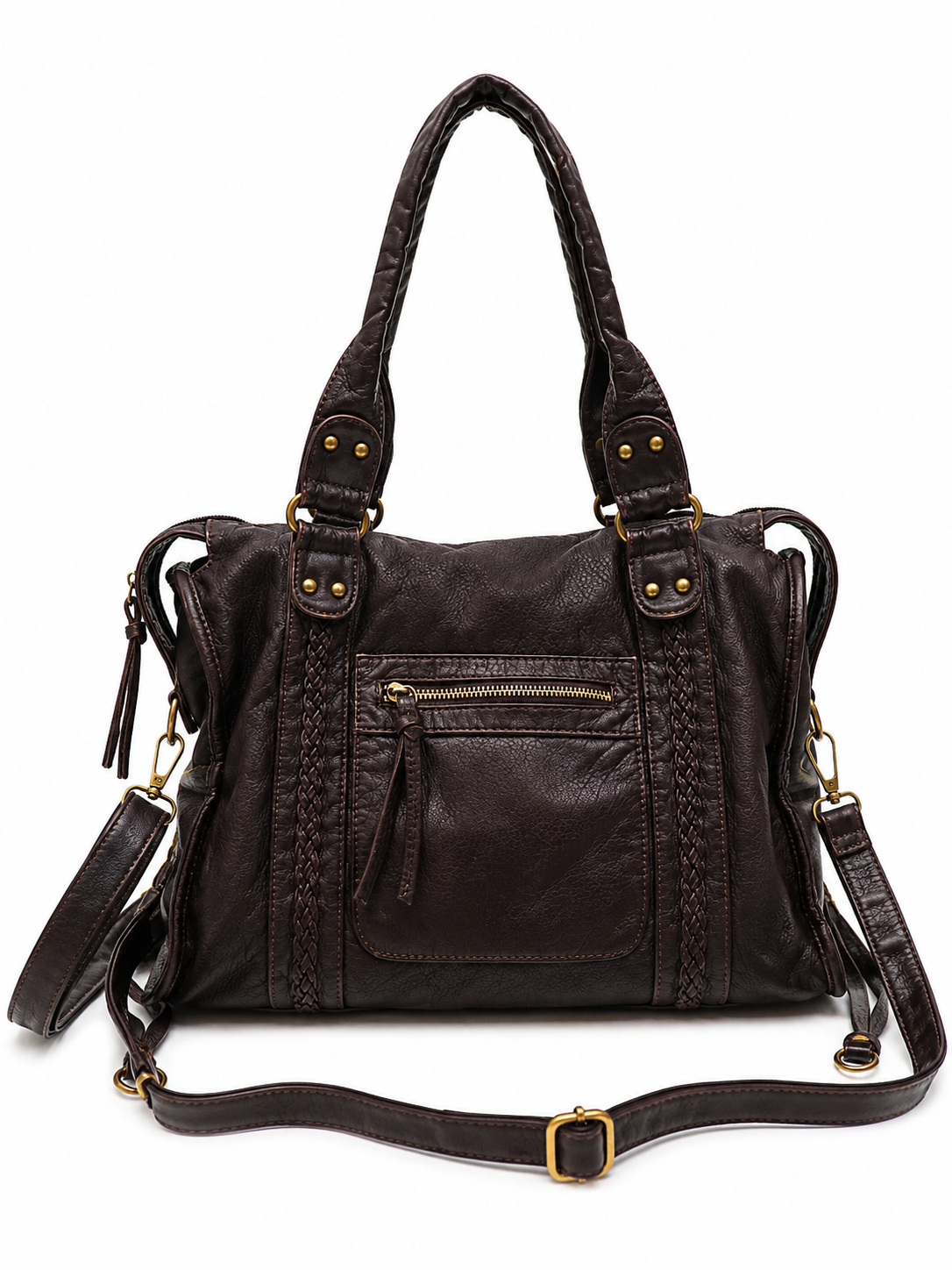 Camden Washed Vegan Leather Tote Bag