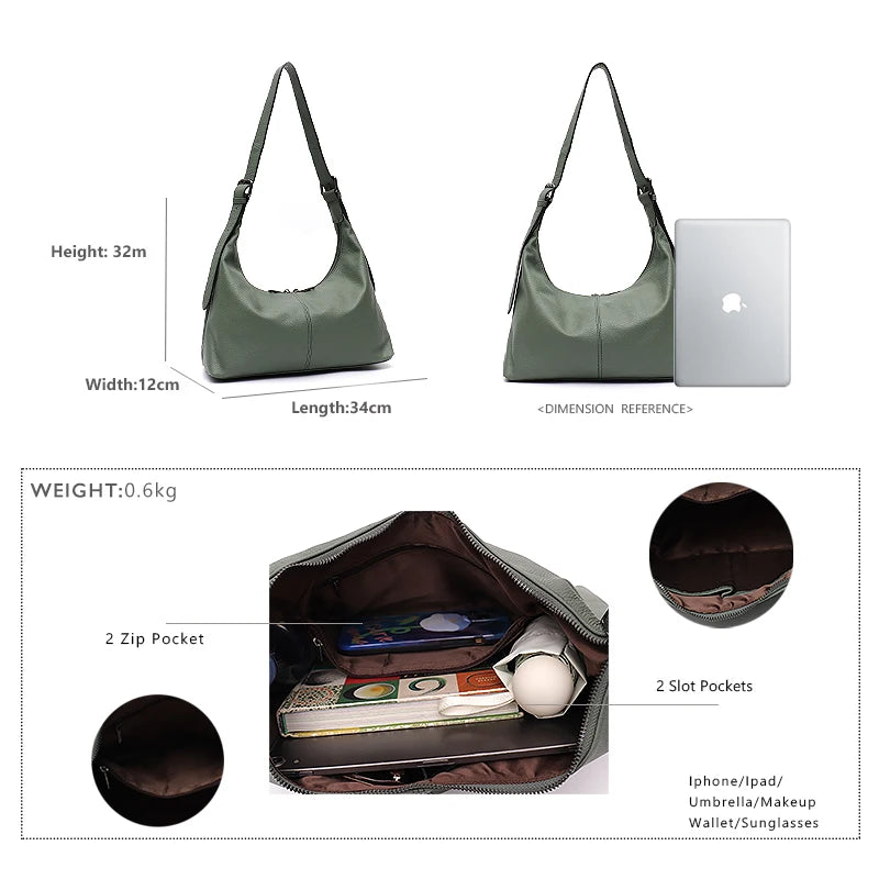 Kentish Genuine Leather Hobo Bag