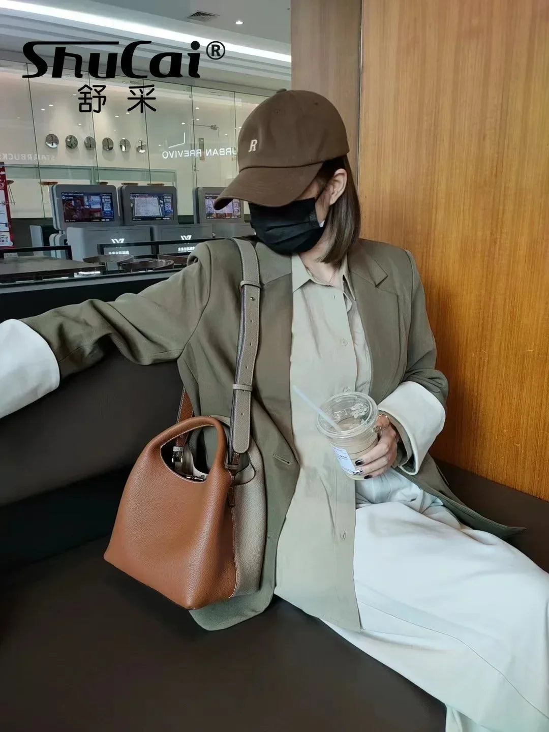 Tooting Genuine Leather Bucket Bag