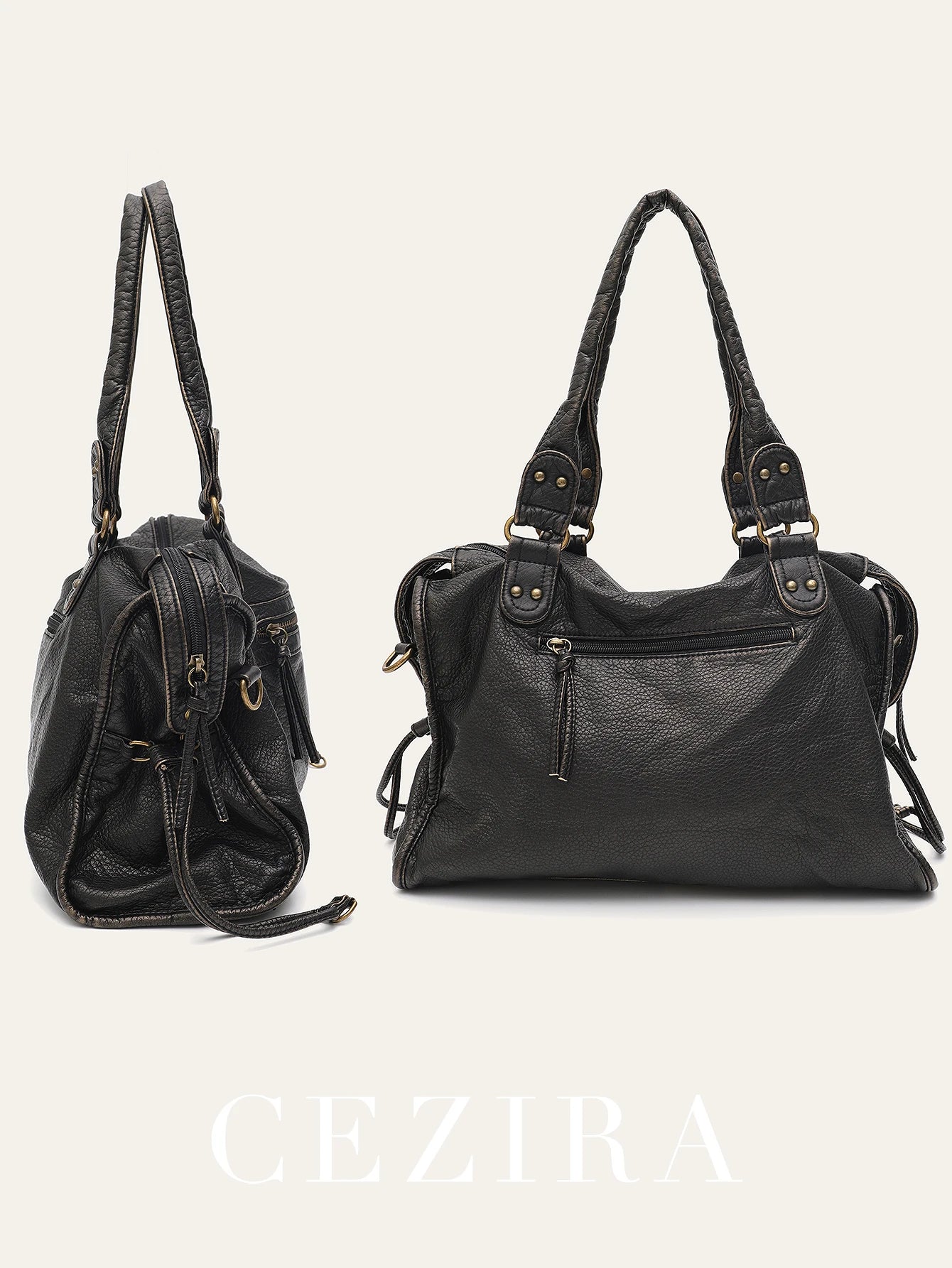 Camden Washed Vegan Leather Tote Bag