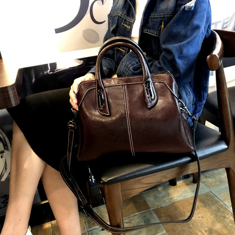 Chalk Genuine Leather Tote Bag