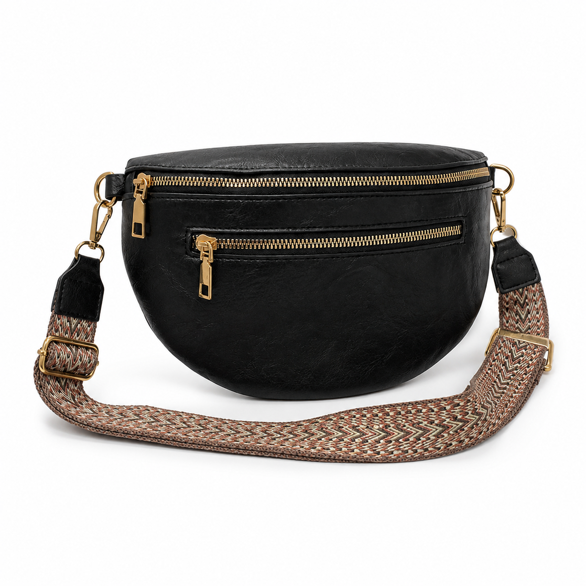 Sidcup Vegan Leather Crossbody Bag - black-waist-bag